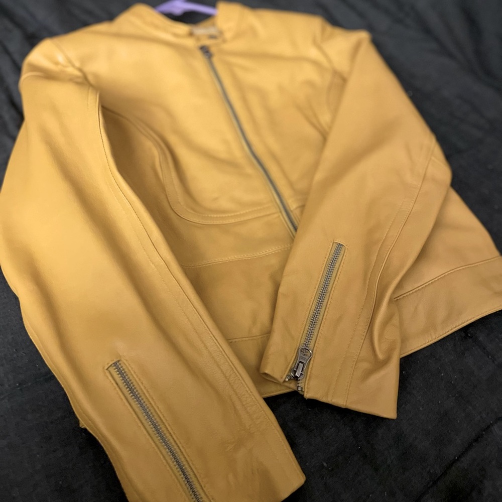 Soft Yellow leather moto jacket!
